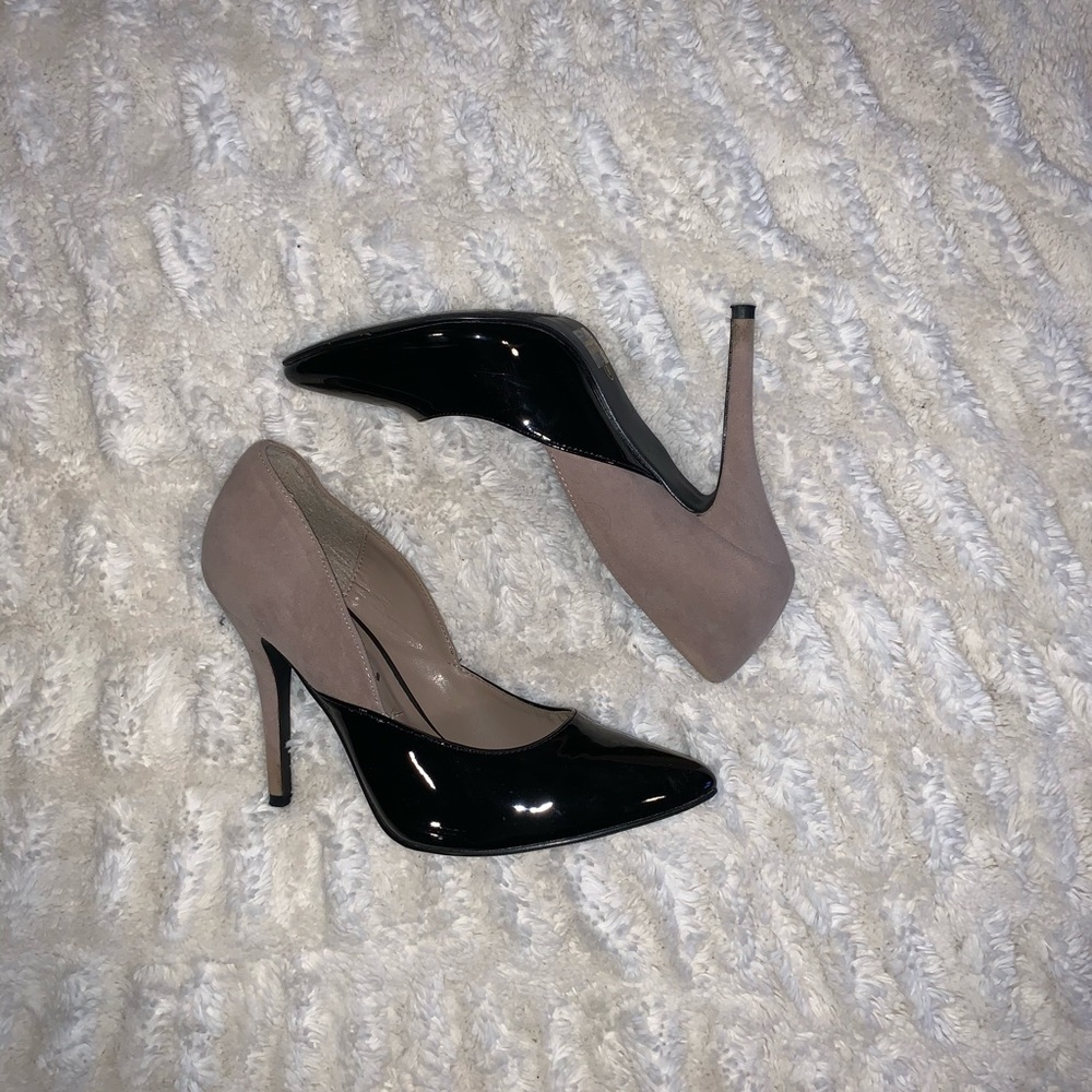 Black and Taupe Pumps